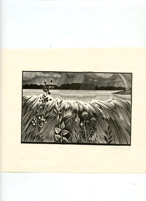 Васильев Валентин Михайлович. Лот из восьми линогравюр из цикла «По пушкинским местам» с приложением рукописного письма, адресованного автором М. Трухницому: